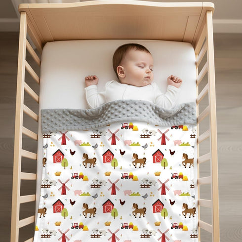 Jola's House 2 Pack 30 40 Inch Farm Animal Baby Blankets Unisex Soft Nursery Double Layer Minky Blanket with Dotted