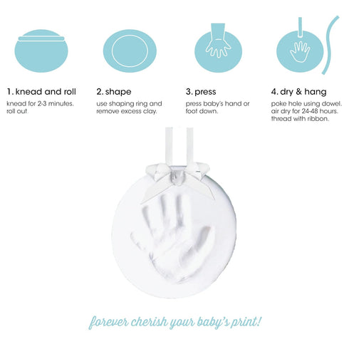Tiny Ideas DIY No Mess Hanging Christmas Ornament Keepsake Kit, Baby Hand and Footprint Keepsake, White