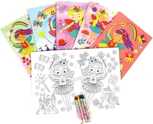 12 48 TINYMILLS Magical Fairies Coloring Books for Kids with Coloring Books and Crayons, Fairies Birthday Party Favors