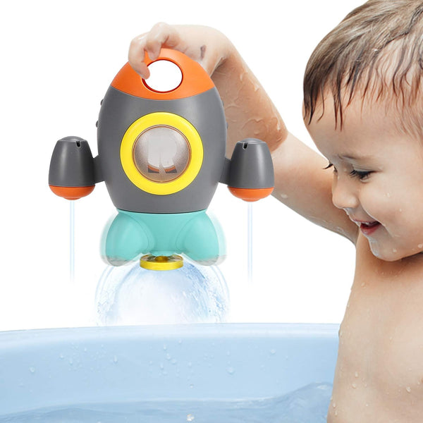 Baby Bath Toys, Space Rocket Shape Bathtub Toys for Toddlers, Spray Water Toys with Rotating Fountain for Kids