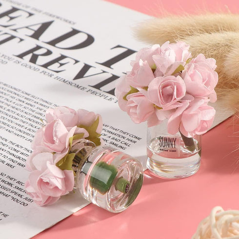 Zhuluck 2 1:12 Pcs Dollhouse Miniature Flowers Dollhouse Mini Vase with Flower Dolls House Flower Glass Vase Scale