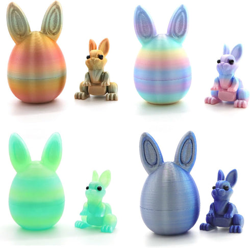 ZIFMDYE 3D Printed Easter Eggs with Bunny Inside,Easter Surprise Rabbit Eggs,3D Printed Animals,