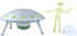 Off the Wall Toys Alien Glow-in-The-Dark UFO Space Ship with Bendable Action Figure Toy