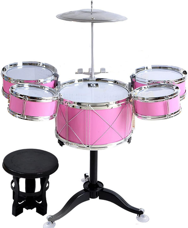 Kids Drum Toy Set Rock Jazz Drum (Pink) - Suitable for Children Aged 3-6
