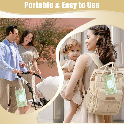 4 Packs Baby Wipes Dispenser,Portable Refillable Wipe Holder with Hanging Loop, Wet Wipes Container,Reusable Travel
