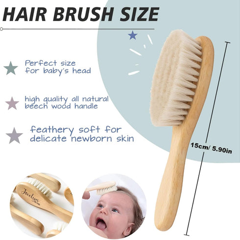 XEL Personalized Baby Hairbrushes Custom Engrave Infant Name Wooden Newborn Hair Brush Comb Brush Natural Goat Bristles