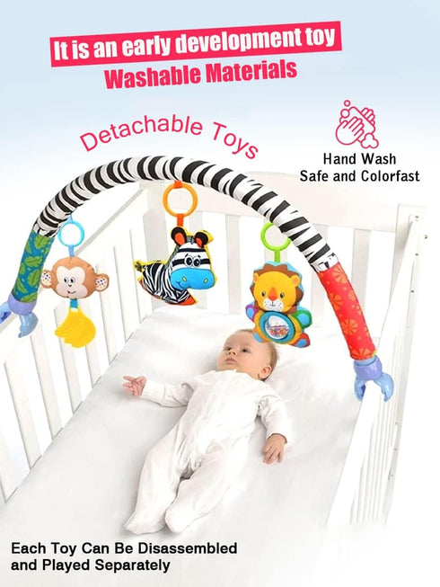 Pau1Hami1ton Gifts.S-19(Zebra) Baby Stroller Arch Toys, Car Seat Toys,Bouncer Toy Bar/Mobile for Bassinet,Adjustable