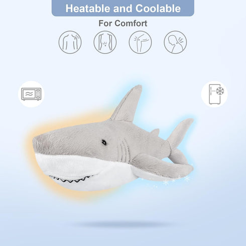 SuzziPals Heatable & Coolable Shark Plush, Microwavable Heating Pad Shark Stuffed Animal for Soothing & Relaxation