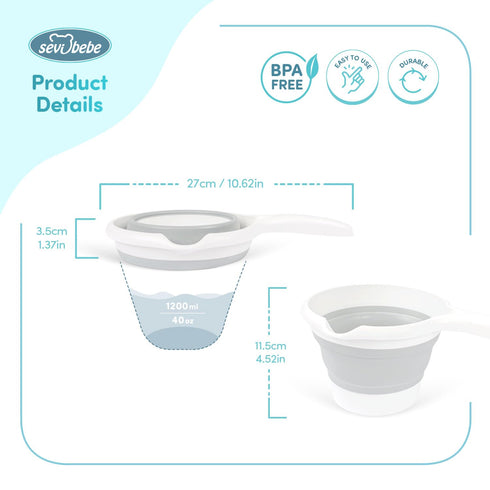 Collapsible Baby Rinse Cup, Lightweight Water Container, Foldable Bathing Solution for Babies and Toddlers