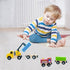 SAIBURAZ Sets 3+ Wooden Trains Cars with Crane Magnetic Train Toys for Wooden Train Tracks Train for Toddlers and Kids