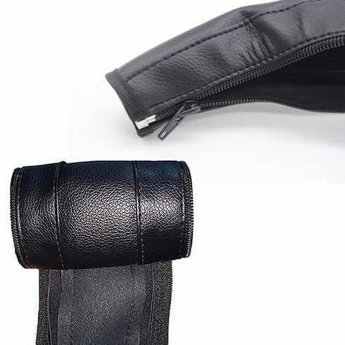 Baby Stroller Armrest Protective Cover, 2 Pcs Zipped Leather Handle Covers for Pushchair (Black)