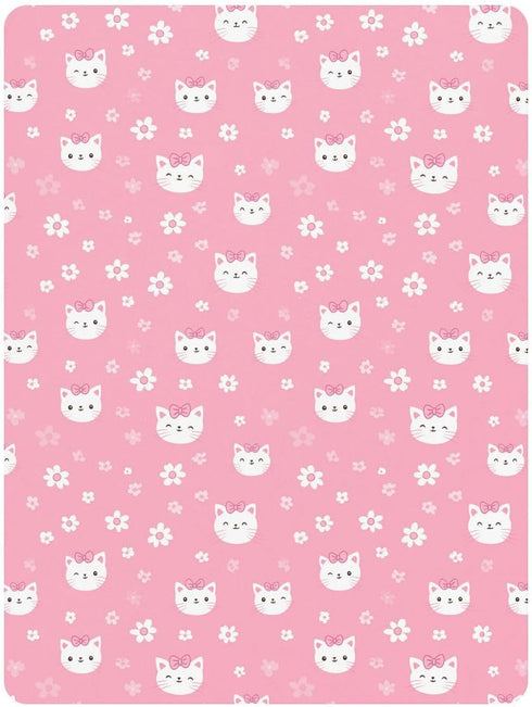miaozhen 1 Pack 52x28 Cotton Baby Crib Sheets Comfy Breathable Cute Cartoon Cat Floral Peach Muslin Crib Sheets