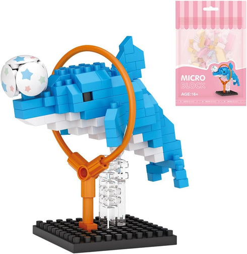 Aetheria Mini Blocks Dolphin Building Animal Set, 150 Pieces Creative Home Decor Building Toy Bricks for Kids or Adults