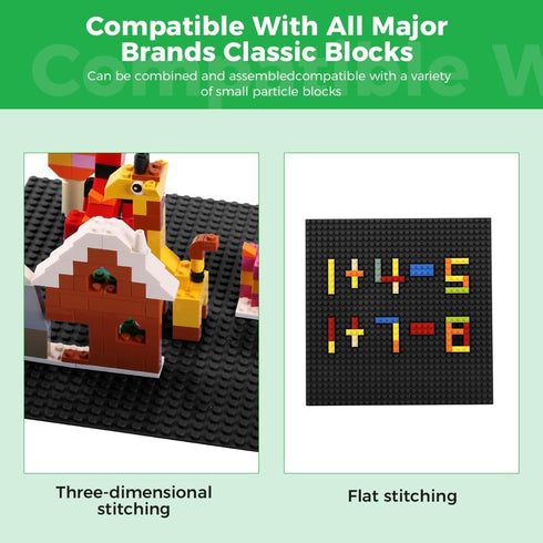 Classic Baseplates Building Plates-8 Pack 10" x 10" Building Boards,100% Compatible with All Major Brands and Activity Table, Creative Building Platforms Mats for Toy Bricks,Black