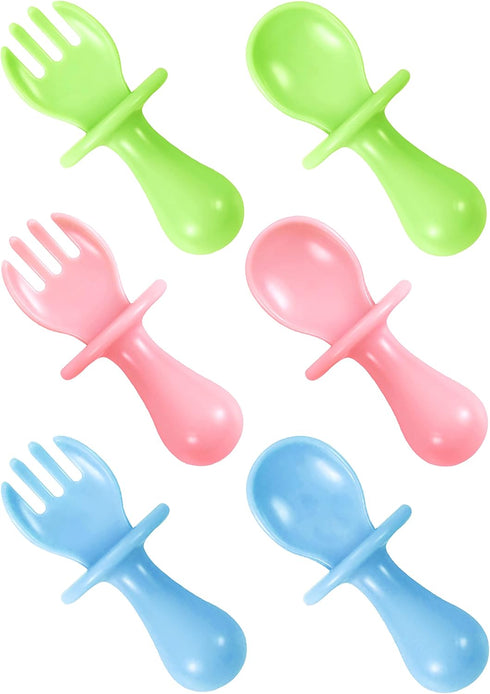 6 Pcs Baby Spoons and Forks for Baby Led Weaning, Toddler Utensils for Self-Feeding