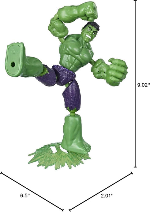 Avengers Marvel Bend and Flex Action Figure Toy - 6-Inch Flexible Hulk Figure with Blast Accessory for Kids Ages 4 and