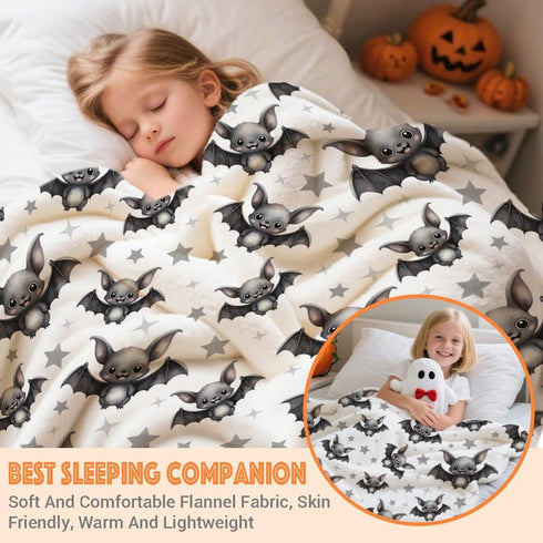 Cozy 40x30 Halloween Bats and Stars Baby Blanket Gifts for Boys Girls Super Soft Blanket Swaddle Newborn Receiving