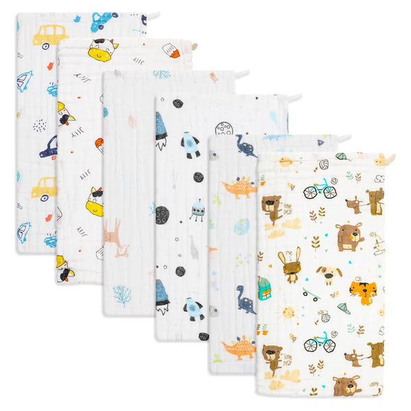 norinori Baby Burp Cloths Muslin Washcloths 6Pack - Muslin Burp Cloths Hanky