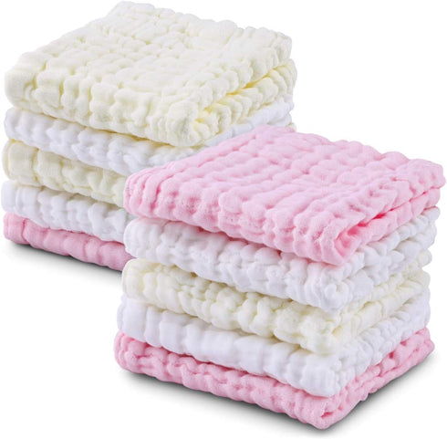 Yzooiyl Baby Washcloths 10 Pack-Soft Face Cloths for Newborn Baby Wipes, Burp Cloths