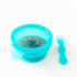 Bumkins Baby Bowl: Silicone Feeding Set with Suction, Spoon, and Lid for Baby Led Weaning, Blue Jelly