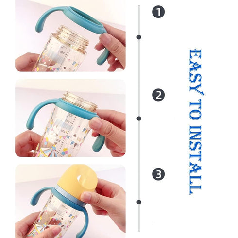 Pack 2, of Bottle Handles Grips Compatible with Pigeon Nursing Bottles, PPSU/PP/Glass Nursing Wide Neck Bottles (Colors