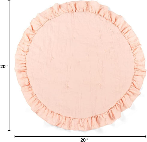 36" Tummy Lush Decor Baby Round Ruffle Play Mat Diameter Blush - Time Mat - Pink Playmat - Baby Play Mats for Floor