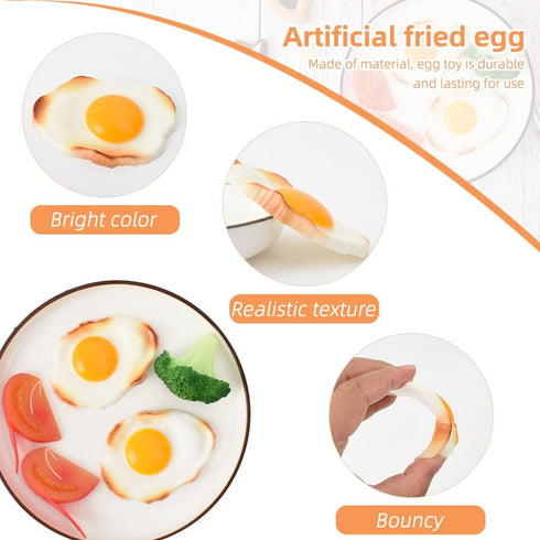 2pcs Fake Fried Egg Simulation Artificial Food Play Food Model Play House Kitchen Decoration