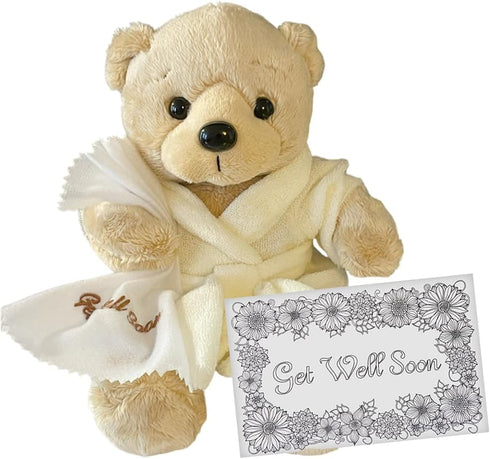 Get Well Soon Bear in Cream Robe with Blanket, Soft Plush Bear Gifts for Women, Men, Kids, Girls