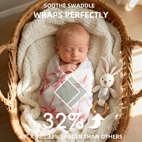 REZIPO 2 Pack 70% 30% 47 47 Inches Pink Bow Muslin Swaddle Blankets Bambo Cotton Breathable Receiving Blankets Newborn