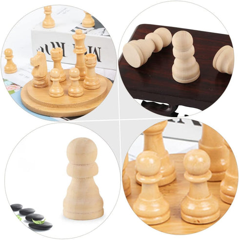 TOYANDONA 50pcs Wooden Chess Pieces Toys - Unfinished Wood Crafts Puzzle Toy - Wood Checker Toys Painting DIY Chess