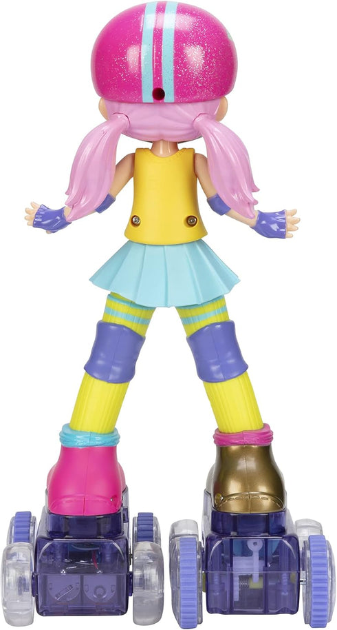 10" Rock N Rollerskate Doll Rainbow Riley Light Up Remote Control Rollerskating Doll - Plays Music and Skates!, H