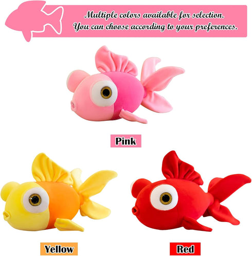 13.78" Pink Goldfish Stuffed Animal, Cute Plush Fish Toy for Boys and Girls