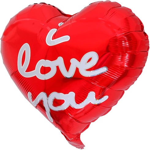 BinaryABC Valentines Day Decorations, Love Heart Foil Balloons, I Love You Balloon, 10Pcs (Red)