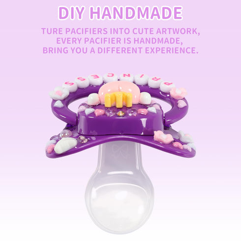 Dummy CutiePlusU Adult Sized Pacifier for Adult-Big Shield DIY Handmade-Little Princess Darkpurple