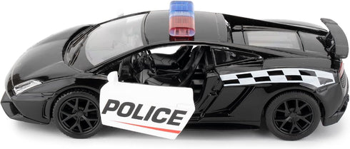 BDTCTK 1/36 Scale Lamborghini Gallardo Police Car Model, Zinc Alloy Die-Cast Pull Back Vehicles for Kids Gift