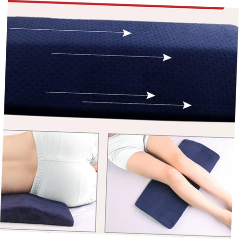 Memory Cotton Lumbar Support Pillow for Pregnant Women Medium Waist Cushion Back Support for Home and Office Use Navy