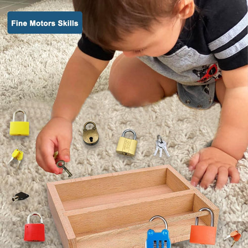 Montessori Lock and Key Toy Set for Toddlers, Educational STEM Matching Games with Wooden Tray for Kids 3-5