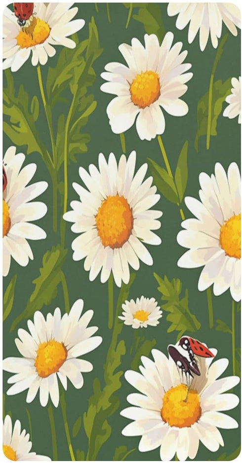 Bseiialft Daisies Green Leaves Ladybugs Crib Sheets for Boys Girls Soft and Breathable