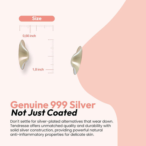 999 Tendresse - Pure Silver Nursing Cups for Breastfeeding Pain Relief Cracked Nipple Shields Reusable Invisible Under