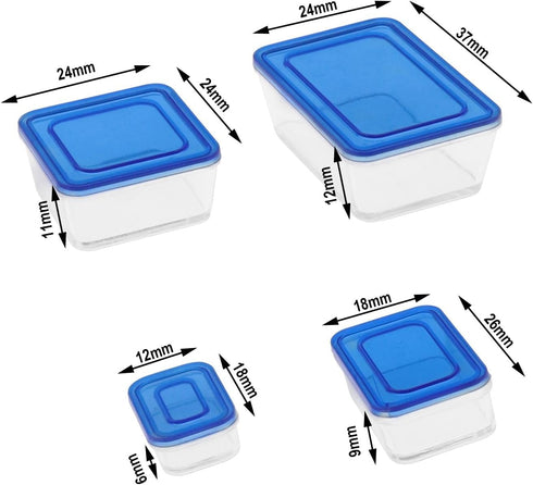 eMagTech 4Pcs Dollhouse Food Storage Box, 1/6 1/12 Scale Bento Box Mini Fresh Box for DIY Making in Blue