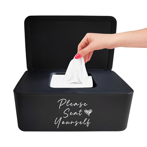 Moorfowl Please Seat Yourself Wipes Dispenser for Guest Bathroom Flushable Wipes Container