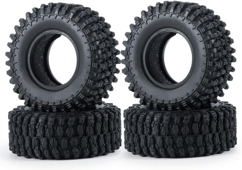 4PCS 1.0" Crawler Tires Rubber Wheel Tires Set for 1/24 Axial SCX24 RC Crawler Car (50mm)