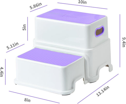 Stool,2 Victostar Toddler Step Kids Step Stool for Bathroom Sink,Baby Potty Stool with Anti-Slip Surface and Rubber