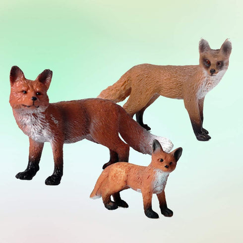 Toddmomy Fox Toy Figurine 3Pcs Animal Toys, Plastic Fox Toys Wild Animal Figure Playset for Party Favors