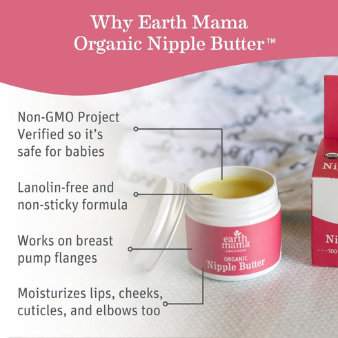 Earth Mama Nipple Butter & Diaper Balm | Nipple Cream & Organic Skincare for Baby | Breastfeeding & Postpartum