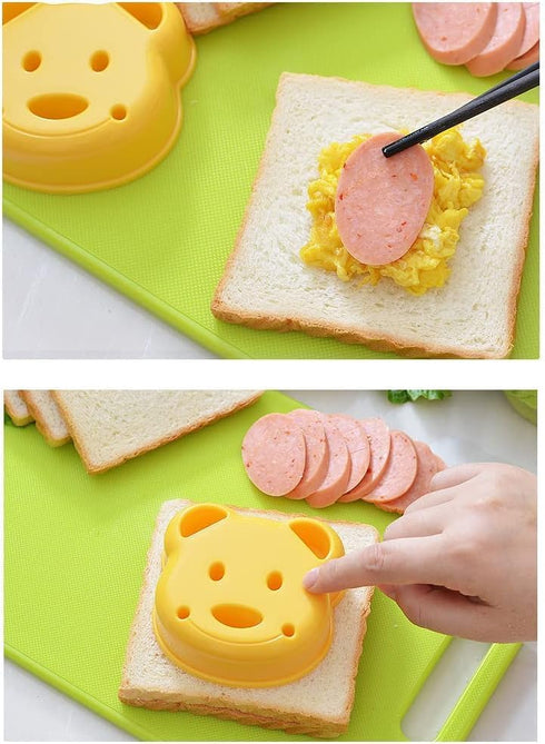 13 Set Leking Pcs Wooden Kids Kitchen Knife, Kids Knife with Gloves Cutting Board Bear Sandwich Cutter Fruit Vegetable