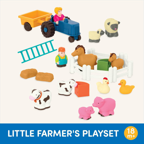 Battat Farm Animal Play Set - 25 Toy Farm Animals, Fences, Farmers, Tractor, Trailer & More for Toddlers