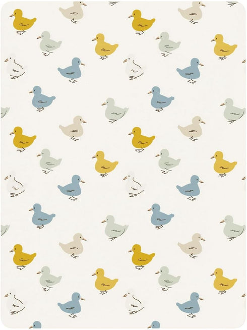 miaozhen 1 Pack 52x28 Cotton Baby Crib Sheets Ultra Soft Mallard Duck Offwhite Toddler Bed Cover for Nursery Decor cuna