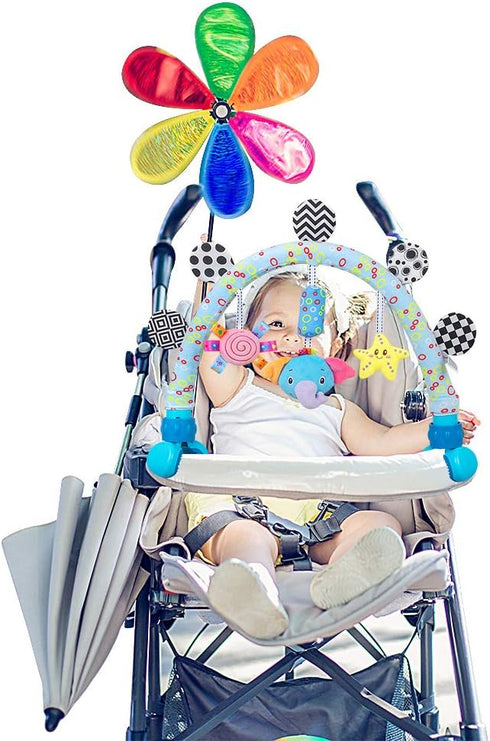 Travel Bassinet Mobile Toys for Infant & Toddlers, Clip on Stroller Toy & Pram Activity Bar for Indoor Outdoor