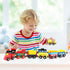Wondertoys Wooden Train Cars - 12 PCS Magnetic Train Set with 3 Engines and Storage Bag for Toddlers